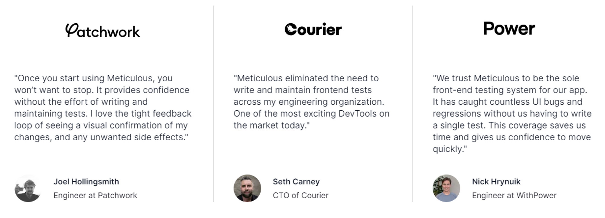 Client feedback on Meticulous